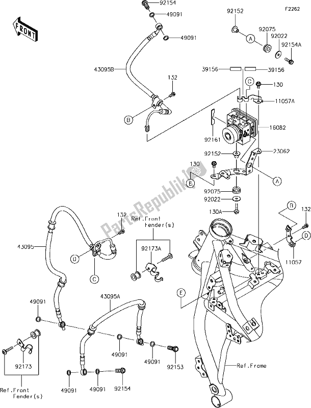 Alle onderdelen voor de 41 Brake Piping van de Kawasaki EX 650 Ninja 2018