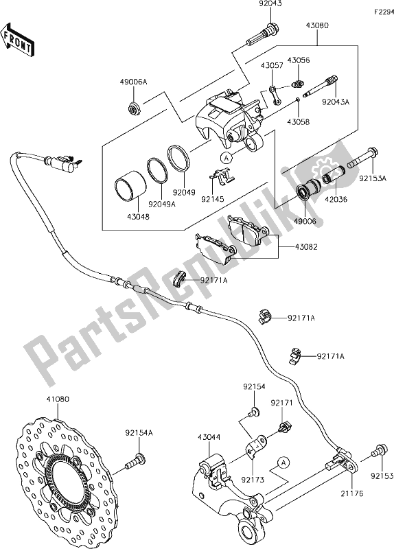 Toutes les pièces pour le 45 Rear Brake du Kawasaki EX 650 Ninja 2018