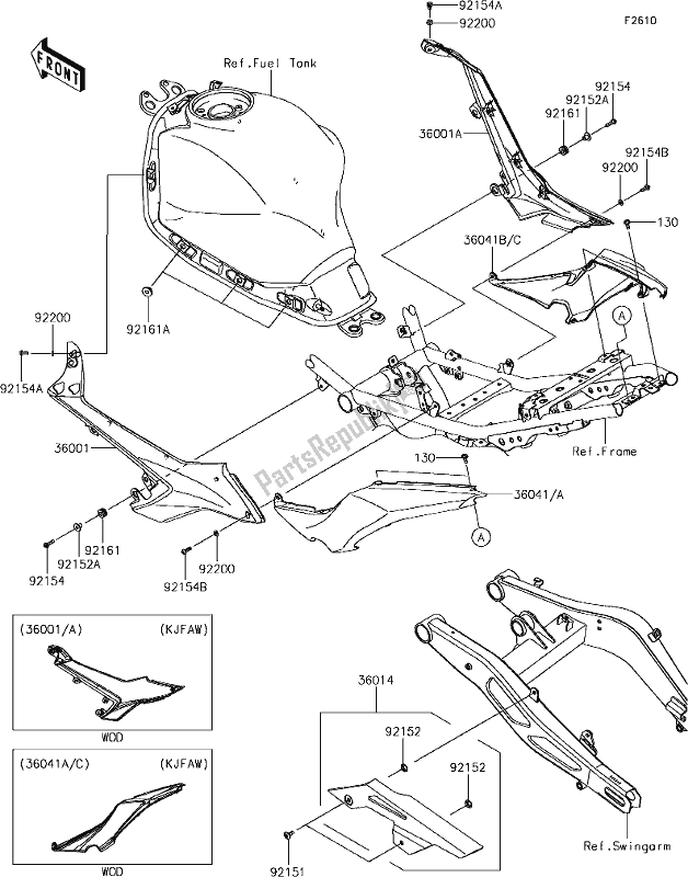 Alle onderdelen voor de 52 Side Covers/chain Cover van de Kawasaki EX 650 Ninja 2018