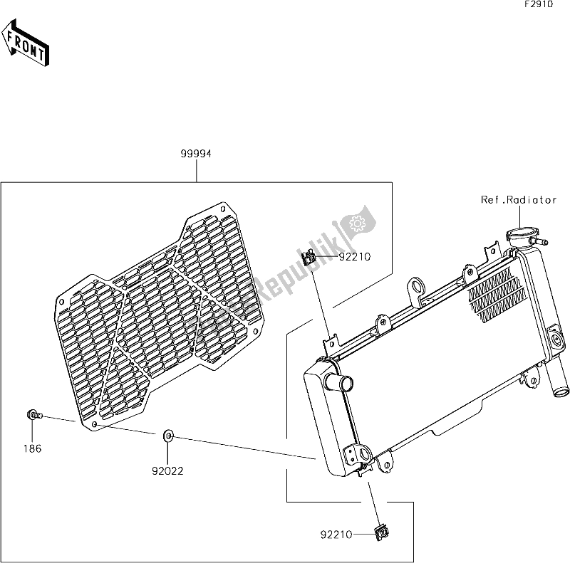 Alle onderdelen voor de 65 Accessory(radiator Screen) van de Kawasaki EX 650 Ninja 2018