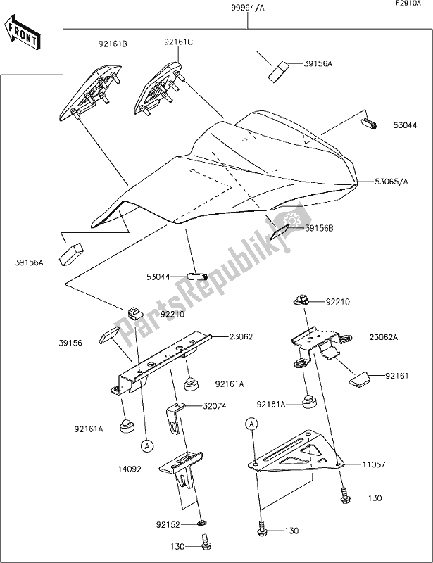 Alle onderdelen voor de 66 Accessory(single Seat Cover) van de Kawasaki EX 650 Ninja 2018