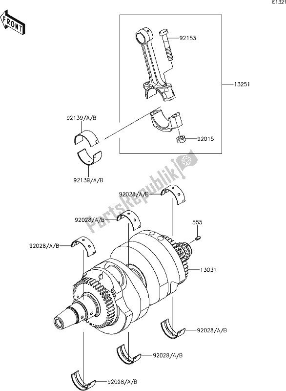 Alle onderdelen voor de 8 Crankshaft van de Kawasaki EX 650 Ninja 2018