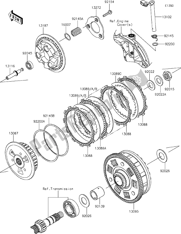 Todas as partes de 10 Clutch do Kawasaki EX 650 Ninja 2019