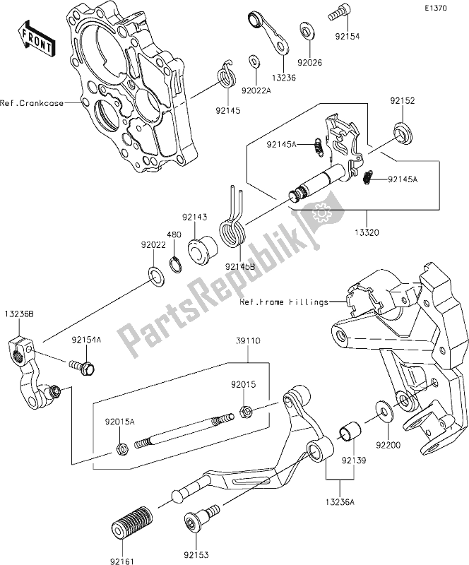 Alle onderdelen voor de 13 Gear Change Mechanism van de Kawasaki EX 650 Ninja 2019