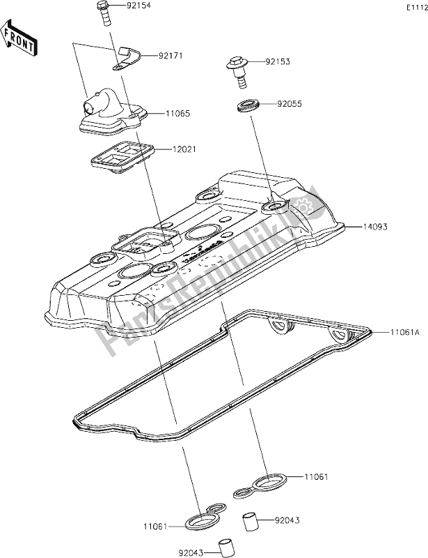 Tutte le parti per il 2 Cylinder Head Cover del Kawasaki EX 650 Ninja 2019