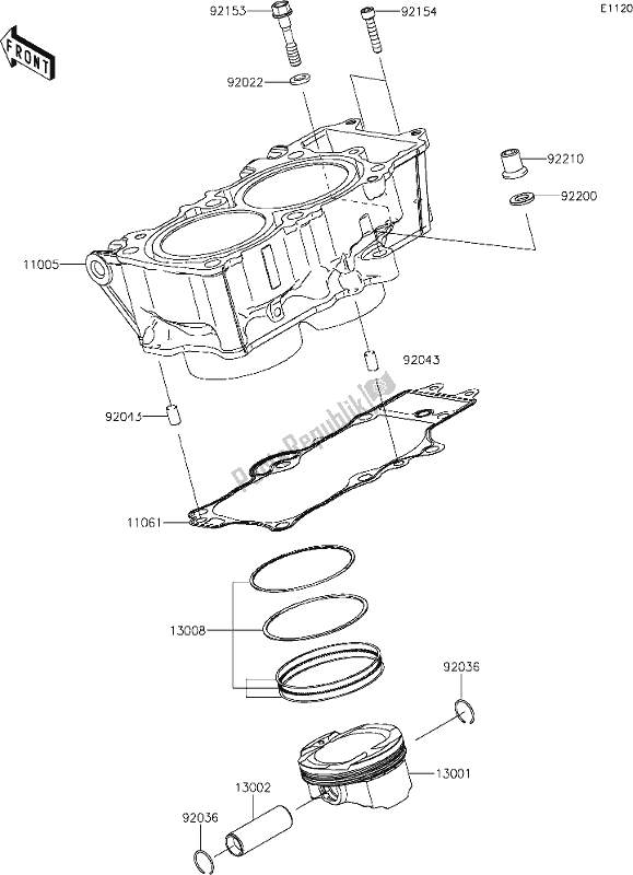 Toutes les pièces pour le 3 Cylinder/piston(s) du Kawasaki EX 650 Ninja 2019