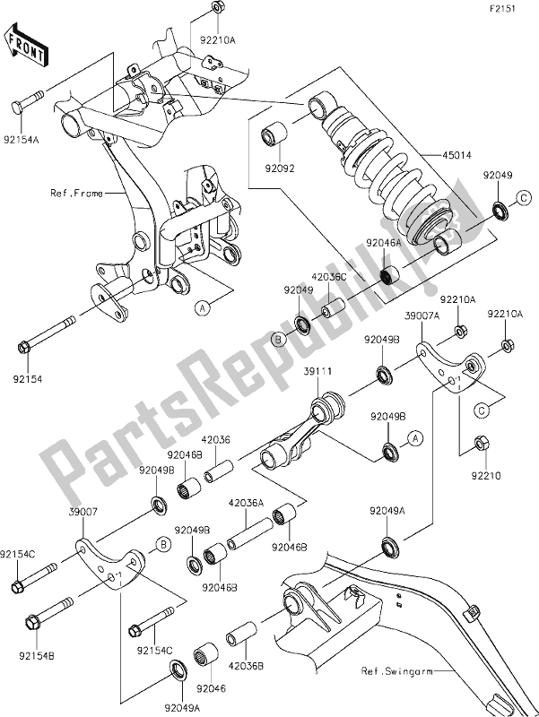 Alle onderdelen voor de 32 Suspension/shock Absorber van de Kawasaki EX 650 Ninja 2019
