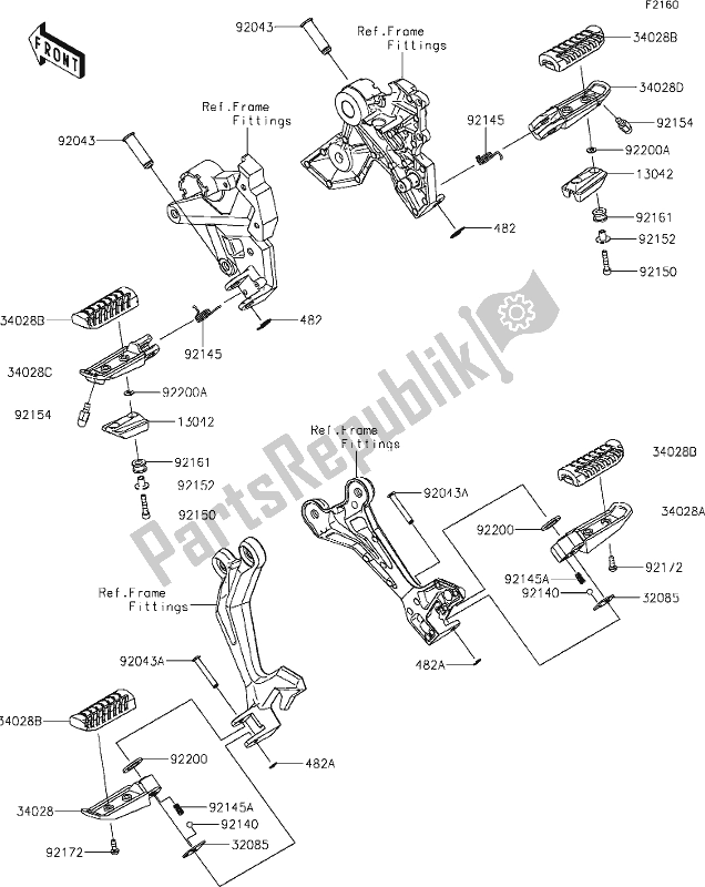 Tutte le parti per il 33 Footrests del Kawasaki EX 650 Ninja 2019