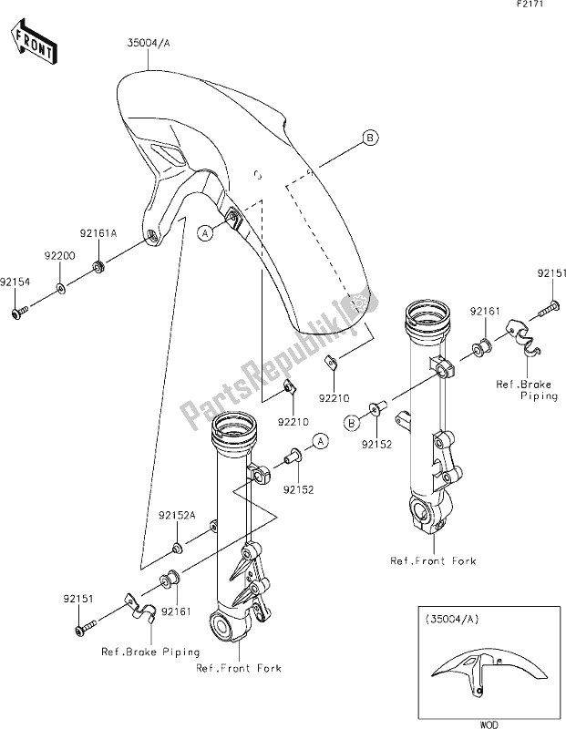 Tutte le parti per il 34 Front Fender(s) del Kawasaki EX 650 Ninja 2019