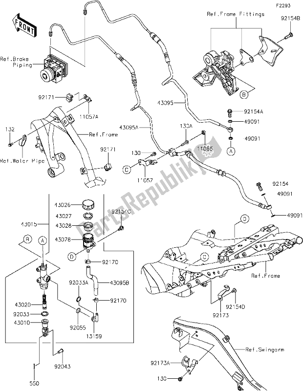 Wszystkie części do 44 Rear Master Cylinder Kawasaki EX 650 Ninja 2019