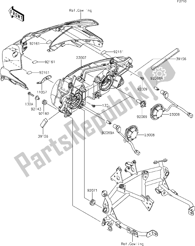 All parts for the 53 Headlight(s) of the Kawasaki EX 650 Ninja 2019