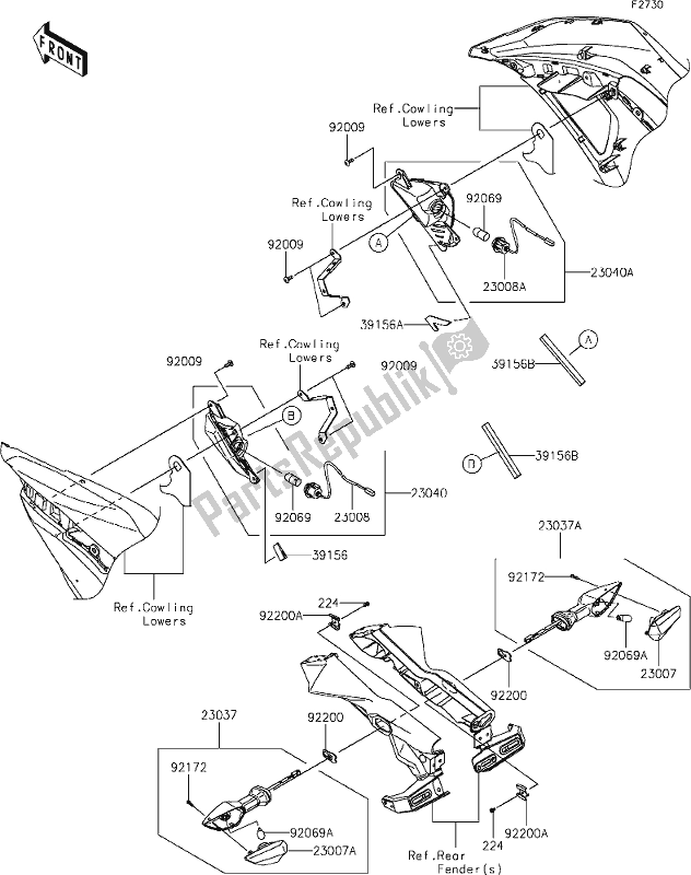 All parts for the 55 Turn Signals of the Kawasaki EX 650 Ninja 2019