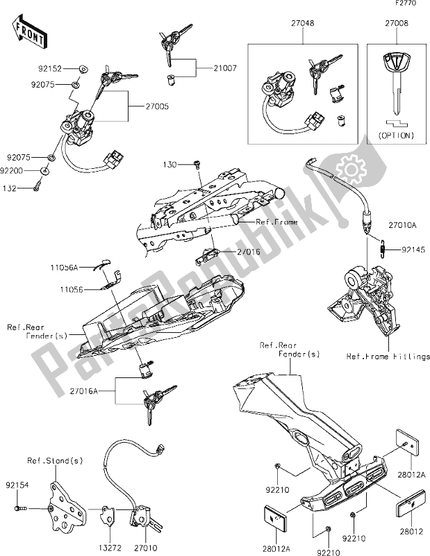 Alle onderdelen voor de 57 Ignition Switch van de Kawasaki EX 650 Ninja 2019