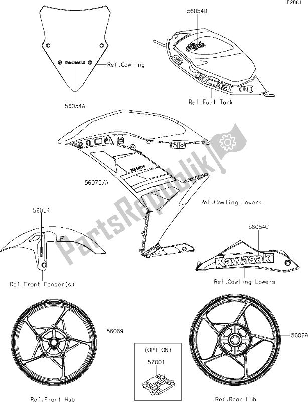 Alle onderdelen voor de 60 Decals(black)(kkf) van de Kawasaki EX 650 Ninja 2019