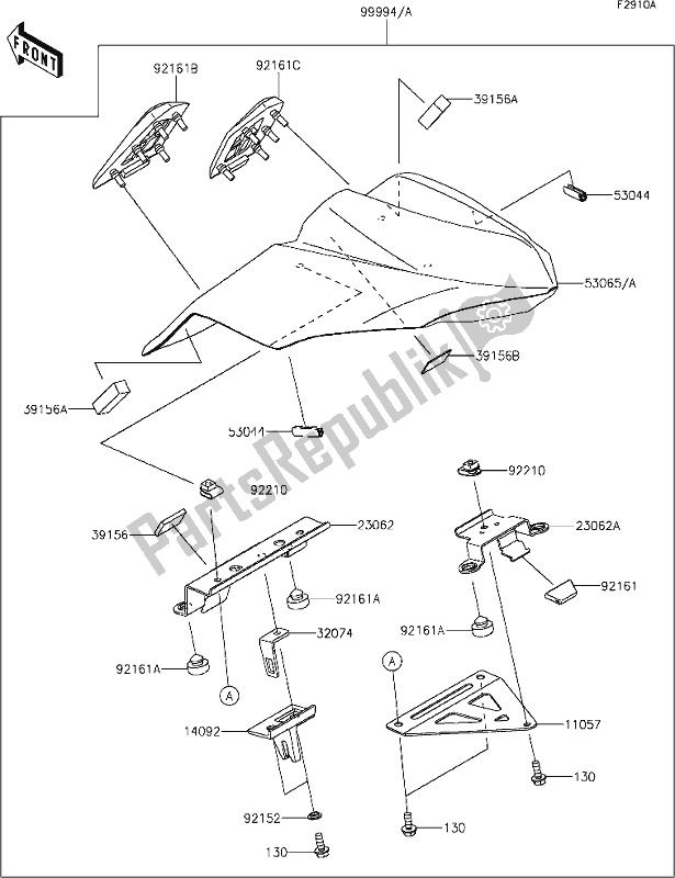 Alle onderdelen voor de 66 Accessory(single Seat Cover) van de Kawasaki EX 650 Ninja 2019