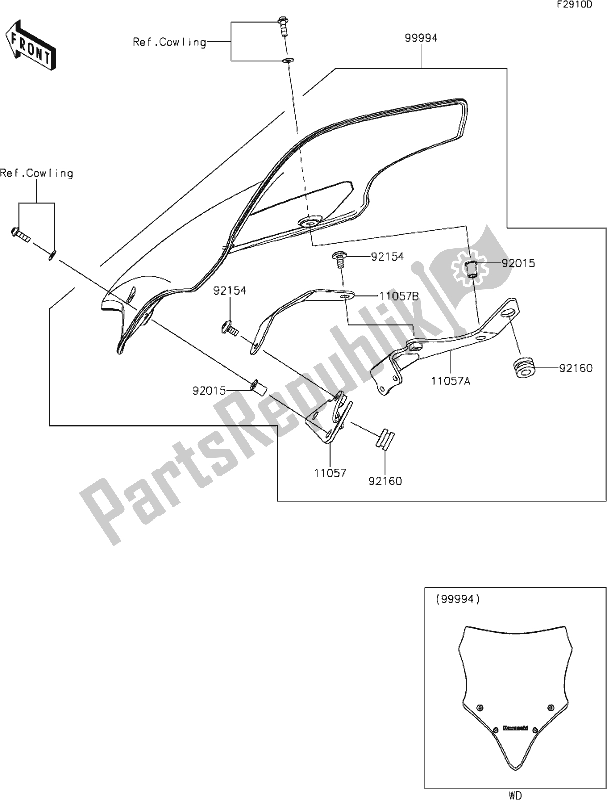 Tutte le parti per il 69 Accessory(windshield) del Kawasaki EX 650 Ninja 2019