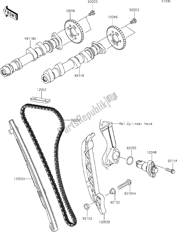 Alle onderdelen voor de 7 Camshaft(s)/tensioner van de Kawasaki EX 650 Ninja 2019