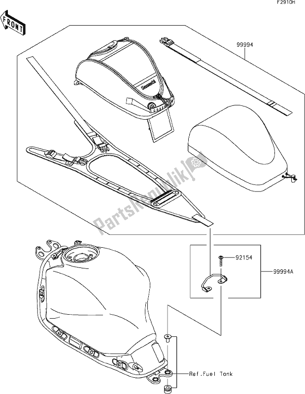 All parts for the 73 Accessory(tank Bag) of the Kawasaki EX 650 Ninja 2019