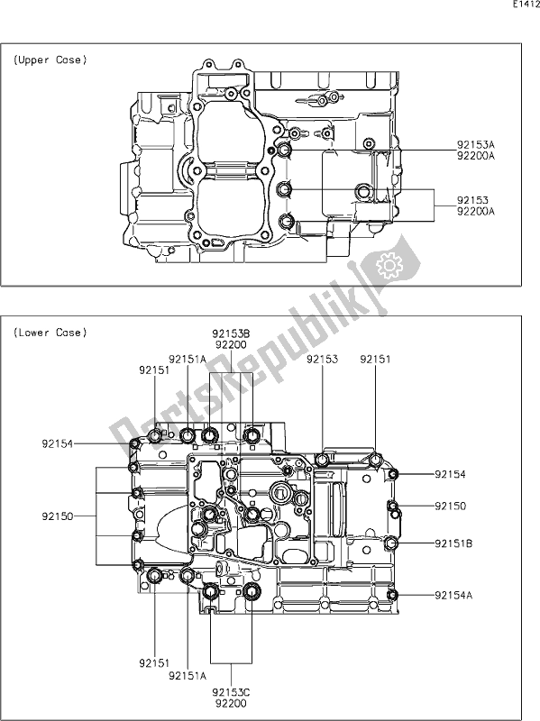 All parts for the 15 Crankcase Bolt Pattern of the Kawasaki EX 650 Ninja 2020