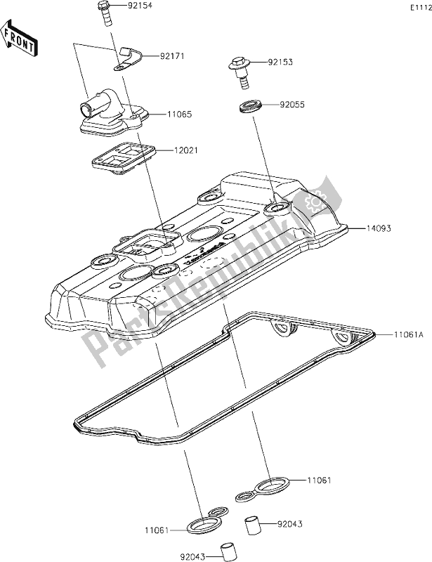 Todas las partes para 2 Cylinder Head Cover de Kawasaki EX 650 Ninja 2020