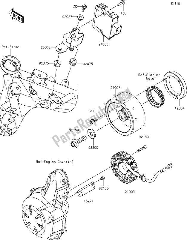 Wszystkie części do 22 Generator Kawasaki EX 650 Ninja 2020