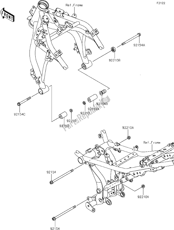 Alle onderdelen voor de 29 Engine Mount van de Kawasaki EX 650 Ninja 2020