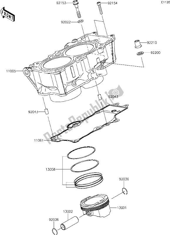 All parts for the 3 Cylinder/piston(s) of the Kawasaki EX 650 Ninja 2020