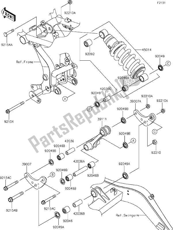 All parts for the 32 Suspension/shock Absorber of the Kawasaki EX 650 Ninja 2020