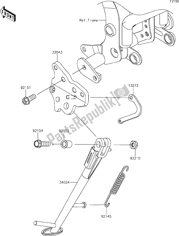 All parts for the 36 Stand(s) of the Kawasaki EX 650 Ninja 2020