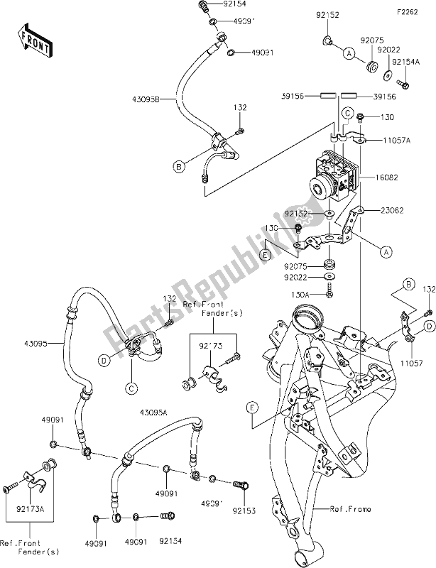 All parts for the 41 Brake Piping of the Kawasaki EX 650 Ninja 2020