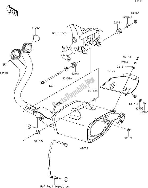 All parts for the 5 Muffler(s) of the Kawasaki EX 650 Ninja 2020