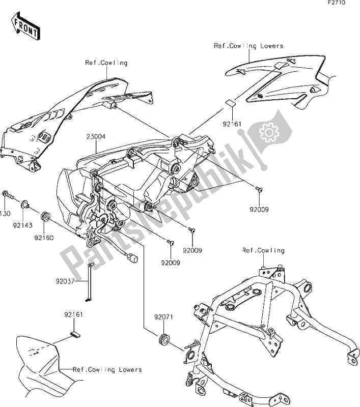 All parts for the 53 Headlight(s) of the Kawasaki EX 650 Ninja 2020