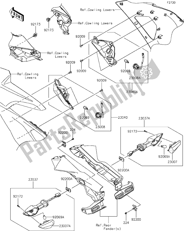 All parts for the 55 Turn Signals of the Kawasaki EX 650 Ninja 2020