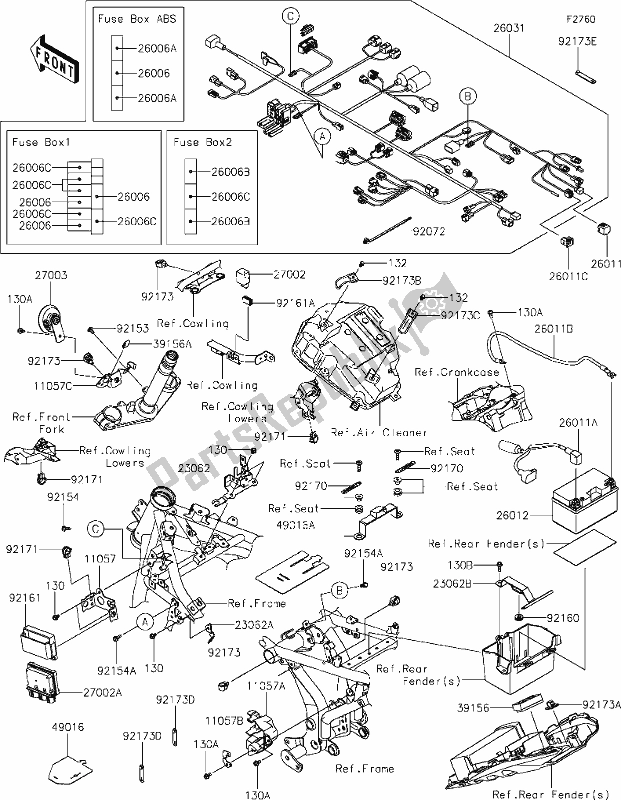 All parts for the 56-1chassis Electrical Equipment of the Kawasaki EX 650 Ninja 2020