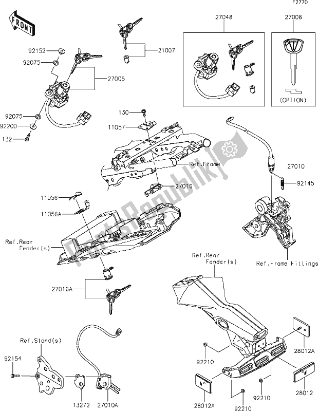 Alle onderdelen voor de 57 Ignition Switch van de Kawasaki EX 650 Ninja 2020