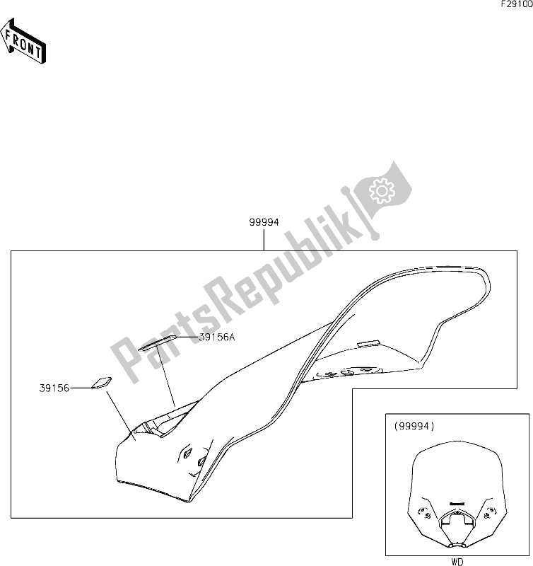 All parts for the 69 Accessory(windshield) of the Kawasaki EX 650 Ninja 2020