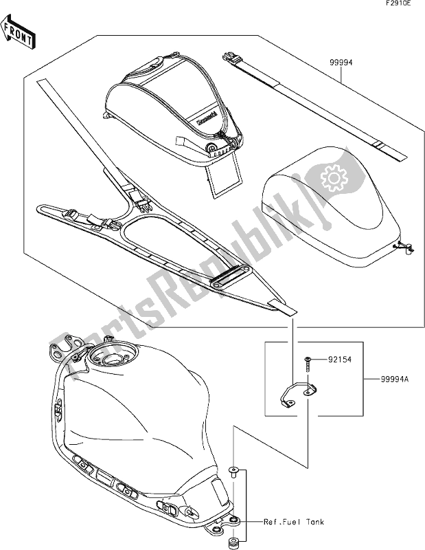 All parts for the 70 Accessory(tank Bag) of the Kawasaki EX 650 Ninja 2020