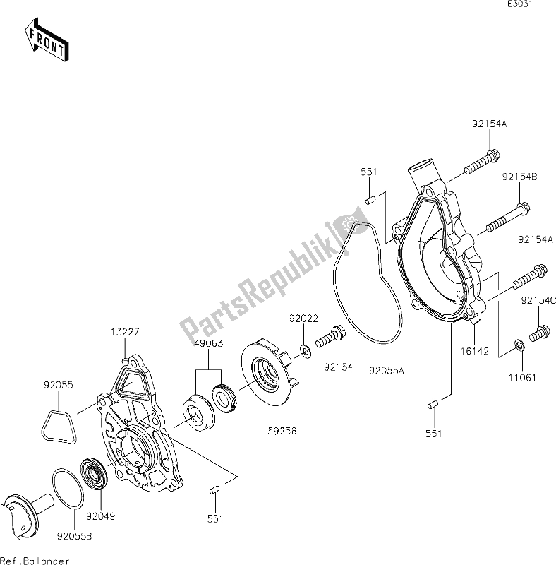 Toutes les pièces pour le 25 Water Pump du Kawasaki EX 650 Ninja 2021