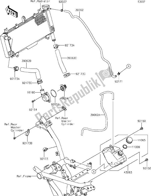 All parts for the 27 Water Pipe of the Kawasaki EX 650 Ninja 2021