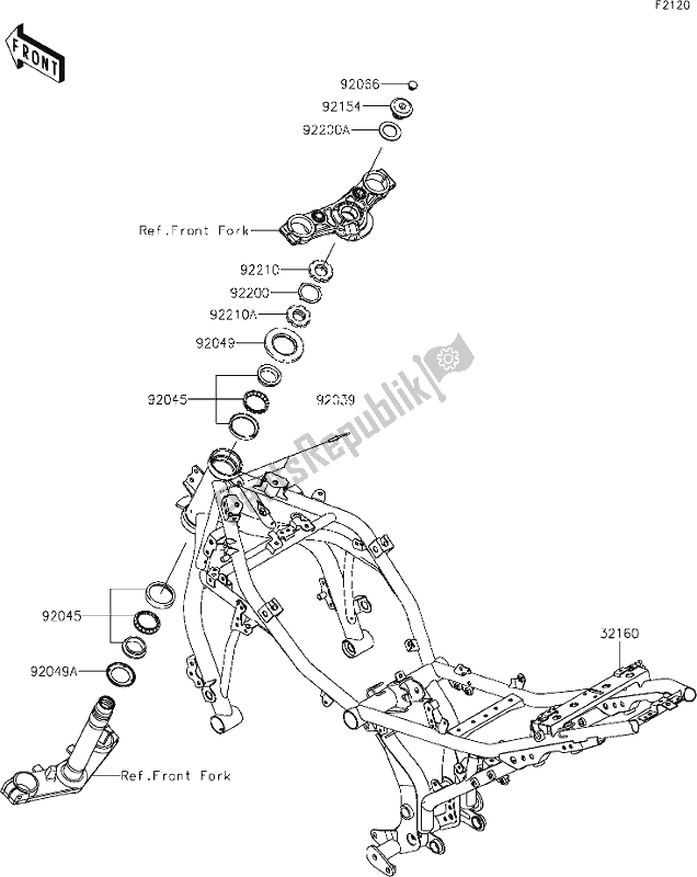 Alle onderdelen voor de 28 Frame van de Kawasaki EX 650 Ninja 2021