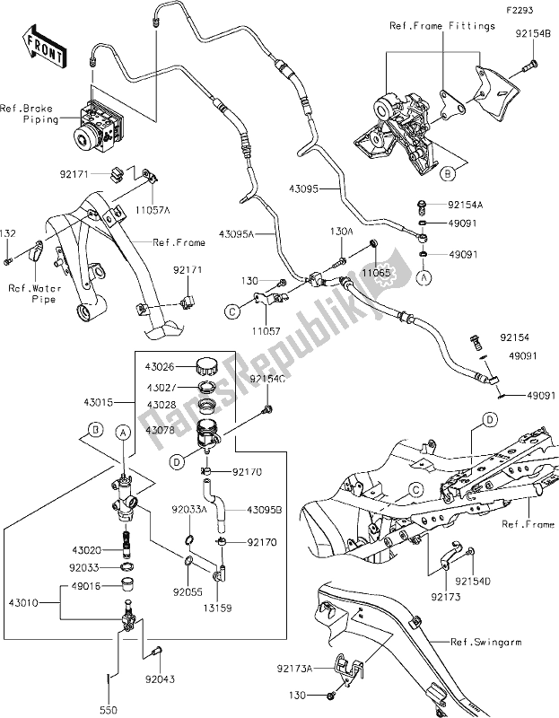 Alle onderdelen voor de 44 Rear Master Cylinder van de Kawasaki EX 650 Ninja 2021