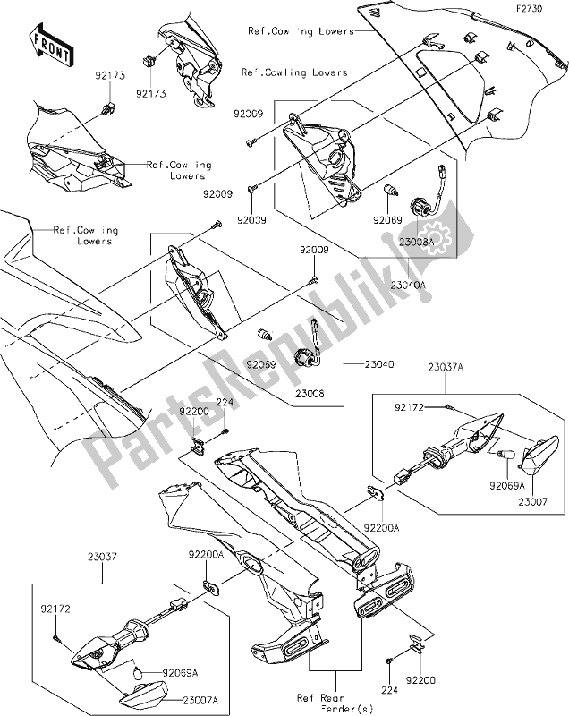 All parts for the 55 Turn Signals of the Kawasaki EX 650 Ninja 2021
