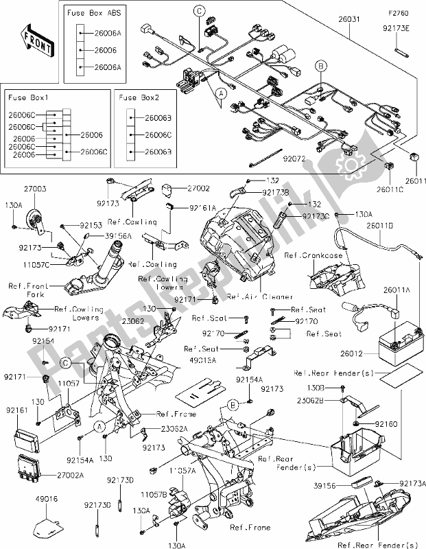 Alle onderdelen voor de 56 Chassis Electrical Equipment van de Kawasaki EX 650 Ninja 2021