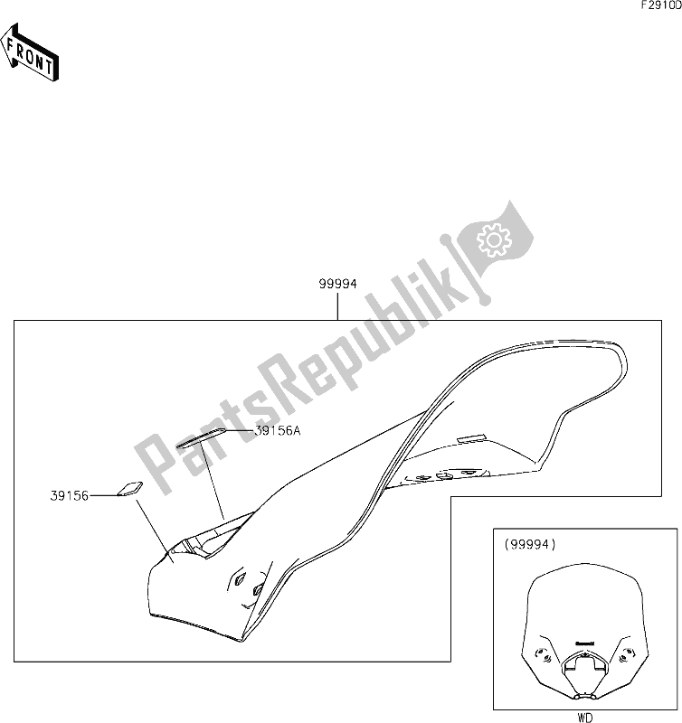 All parts for the 69 Accessory(windshield) of the Kawasaki EX 650 Ninja 2021