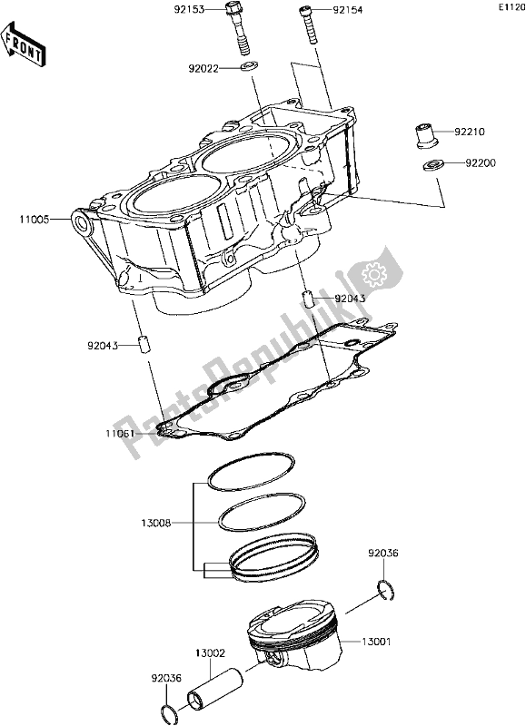 All parts for the B-5 Cylinder/piston(s) of the Kawasaki EX 650 Ninja KRT 2017