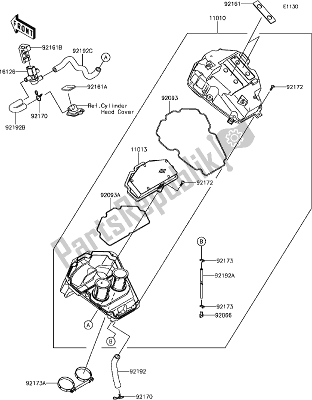 All parts for the B-6 Air Cleaner of the Kawasaki EX 650 Ninja KRT 2017