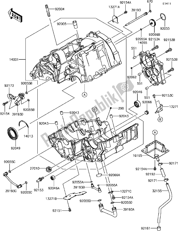 All parts for the C-5 Crankcase(2/2) of the Kawasaki EX 650 Ninja KRT 2017