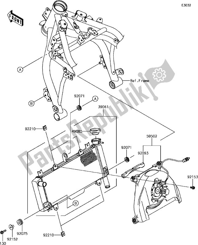 All parts for the D-5 Radiator of the Kawasaki EX 650 Ninja KRT 2017