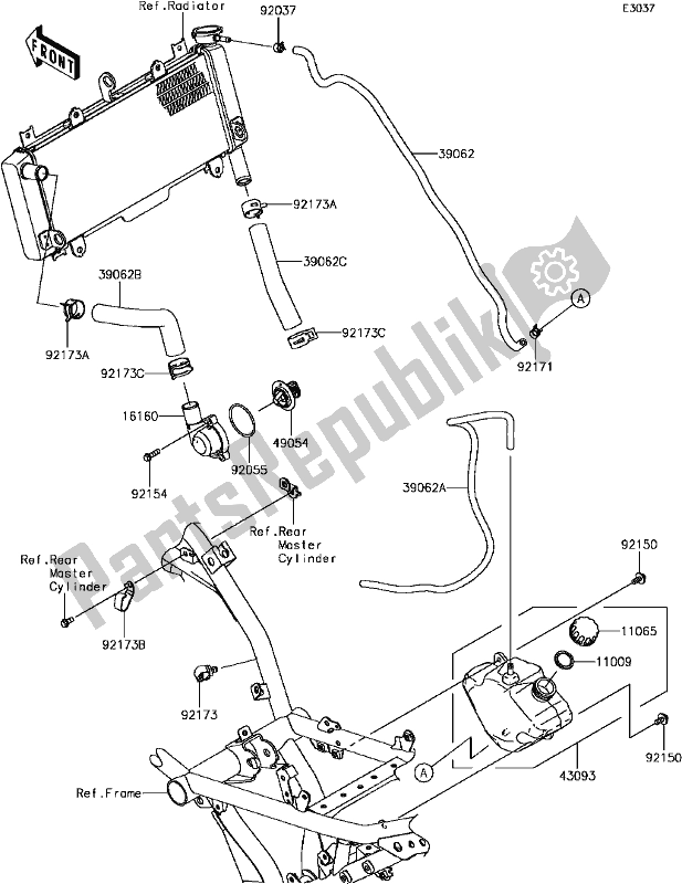 Tutte le parti per il D-6 Water Pipe del Kawasaki EX 650 Ninja KRT 2017