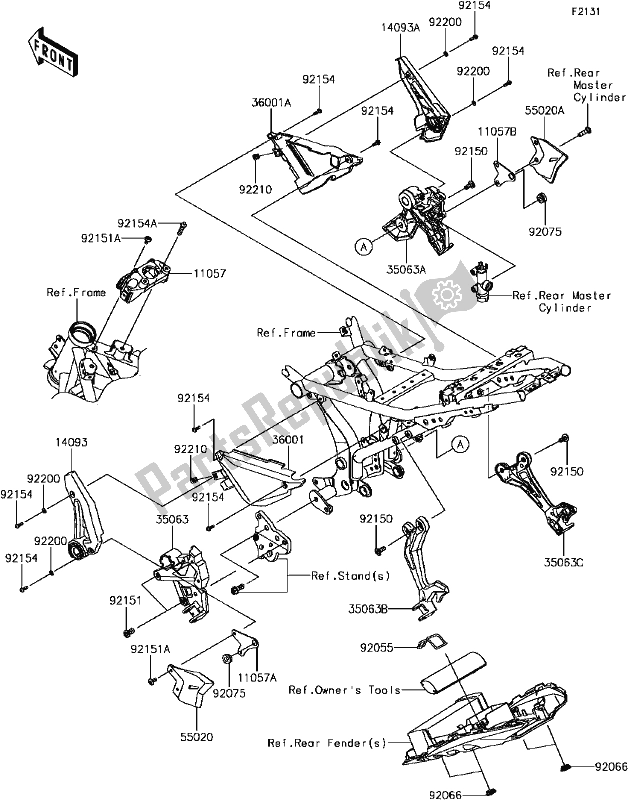 All parts for the E-5 Frame Fittings of the Kawasaki EX 650 Ninja KRT 2017